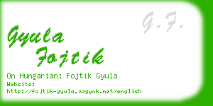 gyula fojtik business card